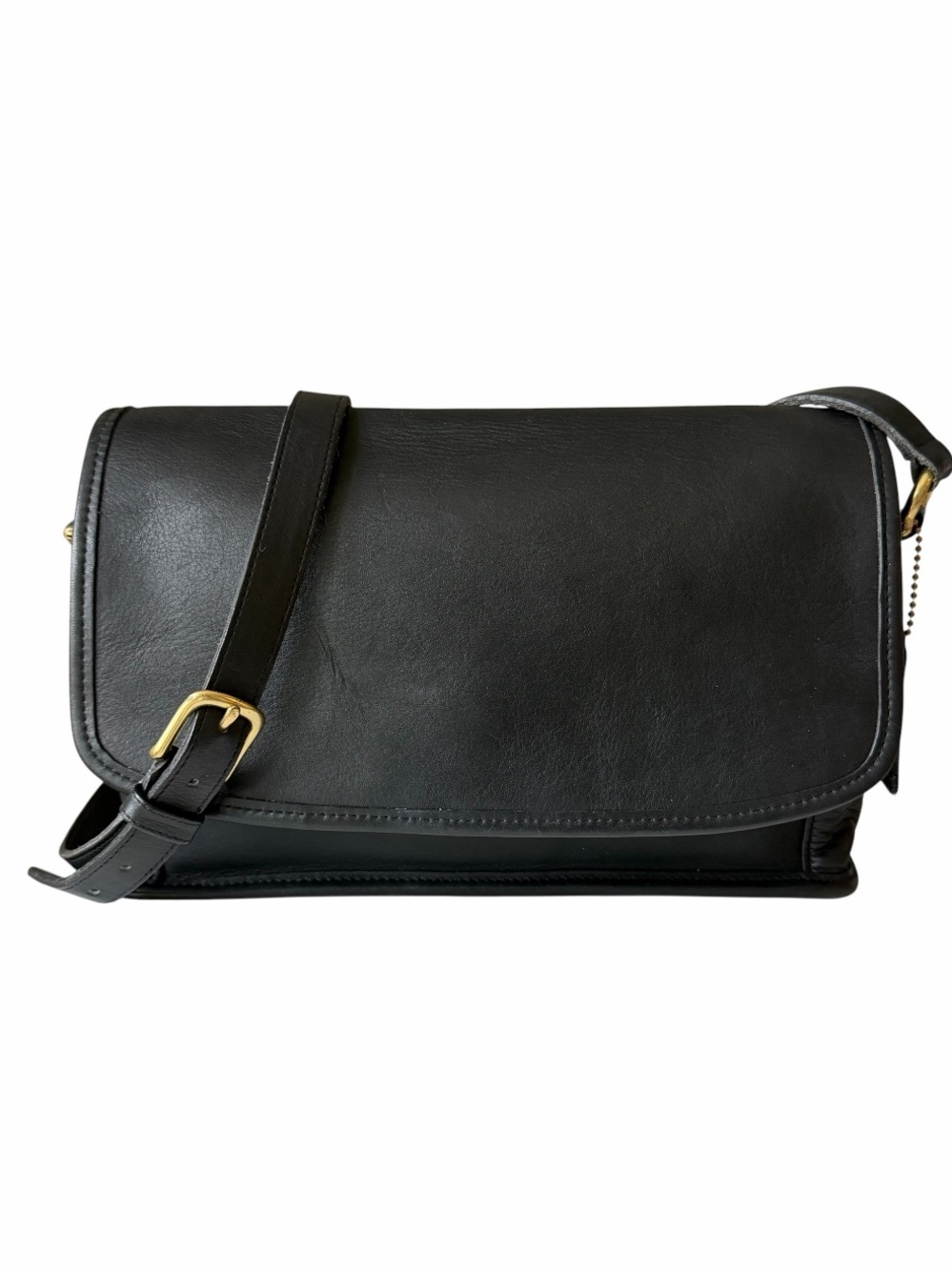 Coach 9975 Curtis Bag Black Glove Tanned Leather Flap Crossbody - Vintage